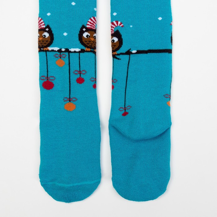 Колготки детские плюшевые ПФС70-2435, цвет бирюзовый, рост 86-92