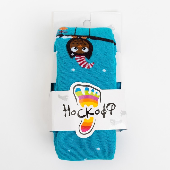 Колготки детские плюшевые ПФС70-2435, цвет бирюзовый, рост 86-92