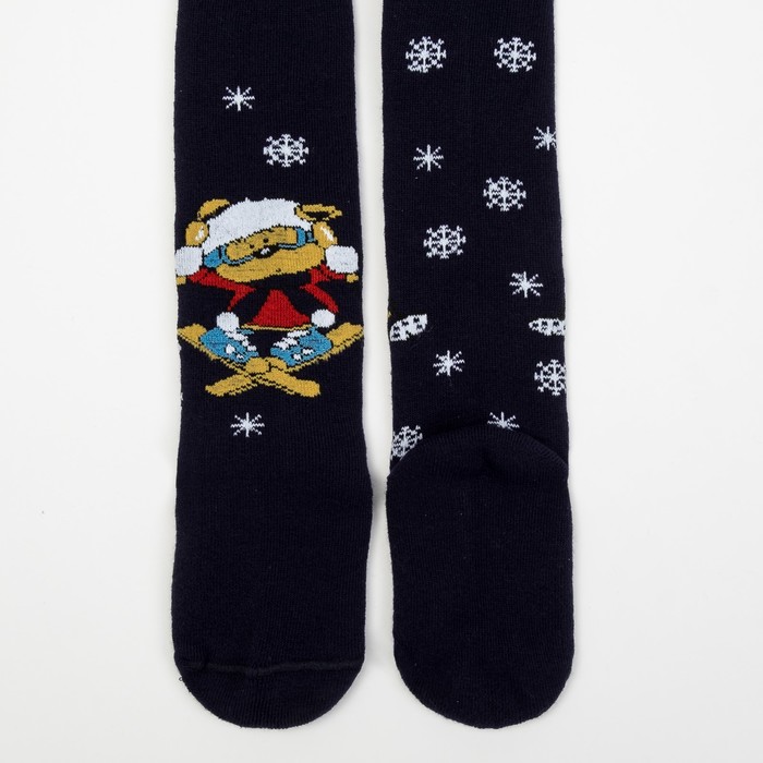 Колготки детские плюшевые ПФС70-2309, цвет темно-синий, рост 86-92