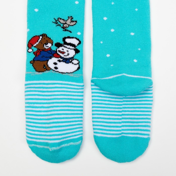 Колготки детские плюшевые ПФС70-2440, цвет светло-бирюзовый, рост 92-98