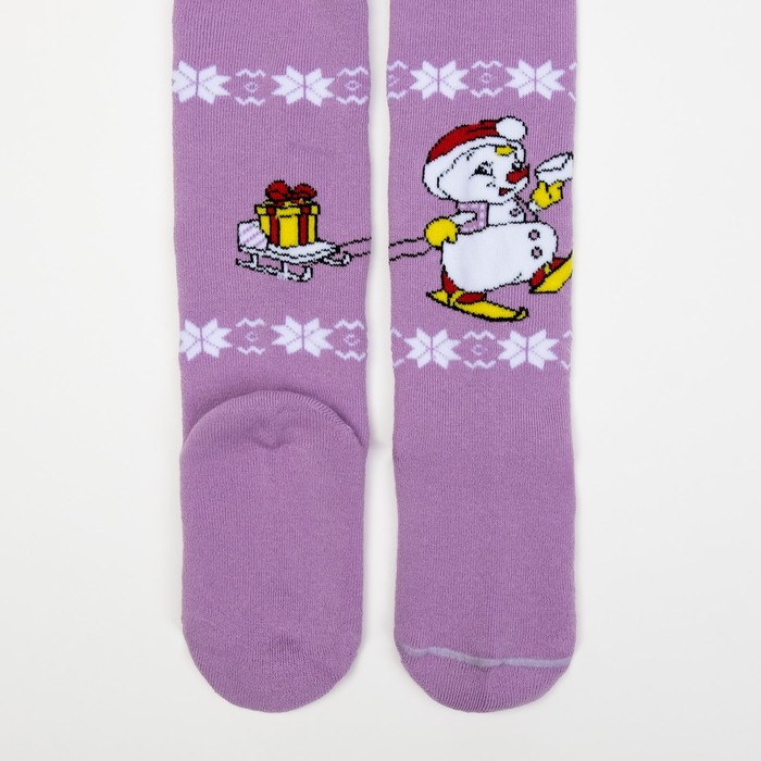 Колготки детские плюшевые ПФС70-2011, цвет сиреневый, рост 98-104