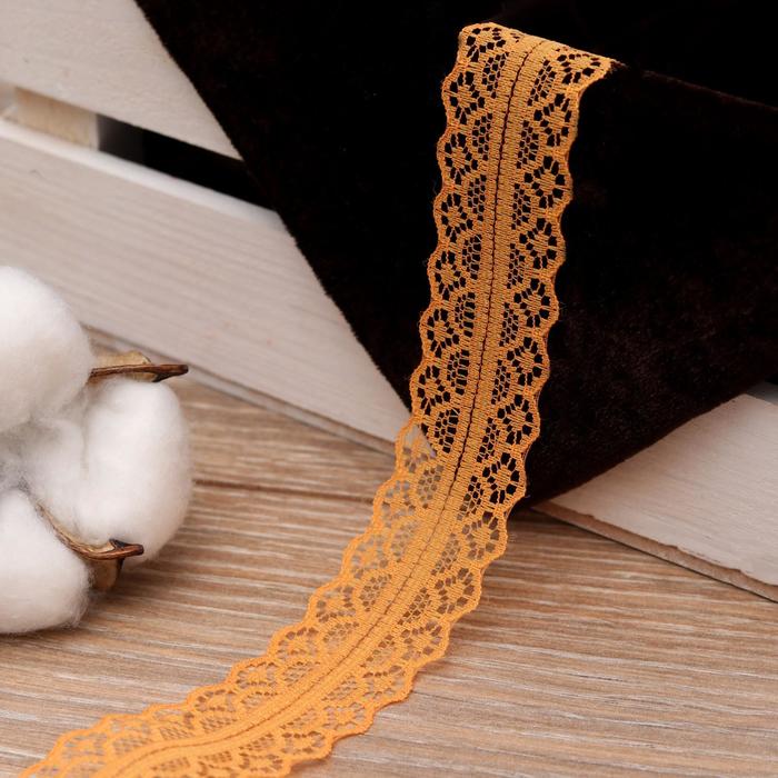 Кружево капроновое, 30мм, 10±1м, цвет оранжевый