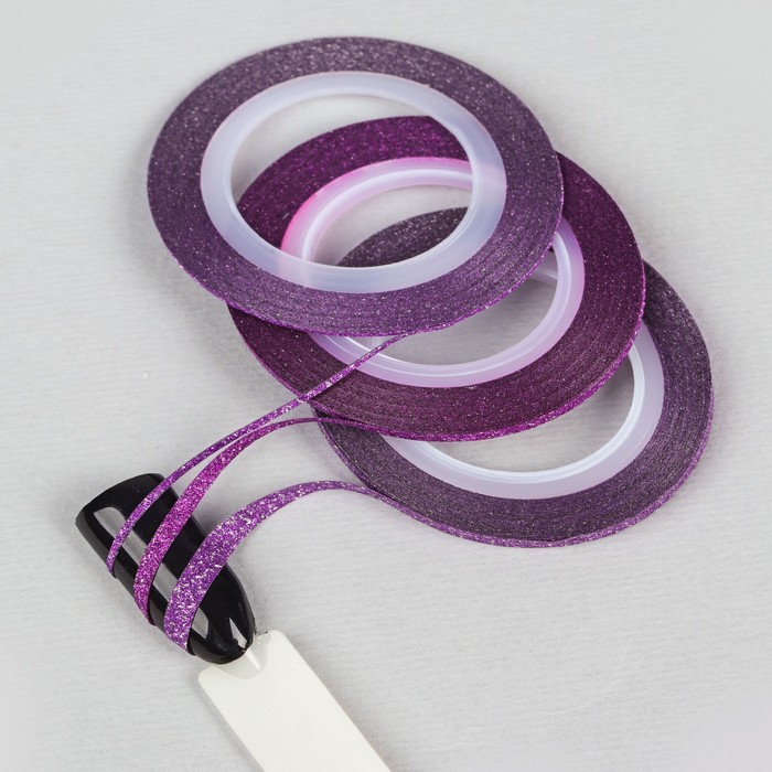 Лента фольгированная клеевая для ногтей "Блёстки", 3шт, 1/2/3мм, 18м, цвет фиолетовый