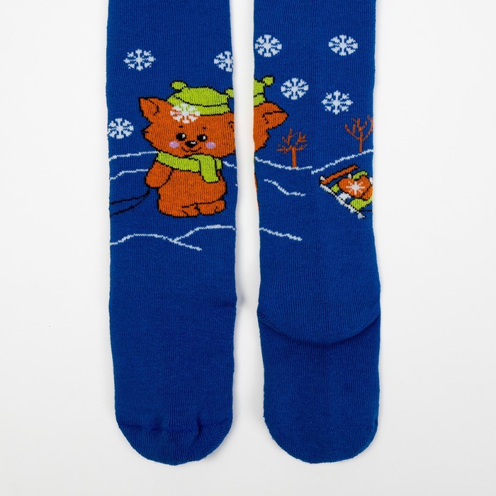 Колготки детские плюшевые ПФС70-2010, цвет васильковый, рост 86-92