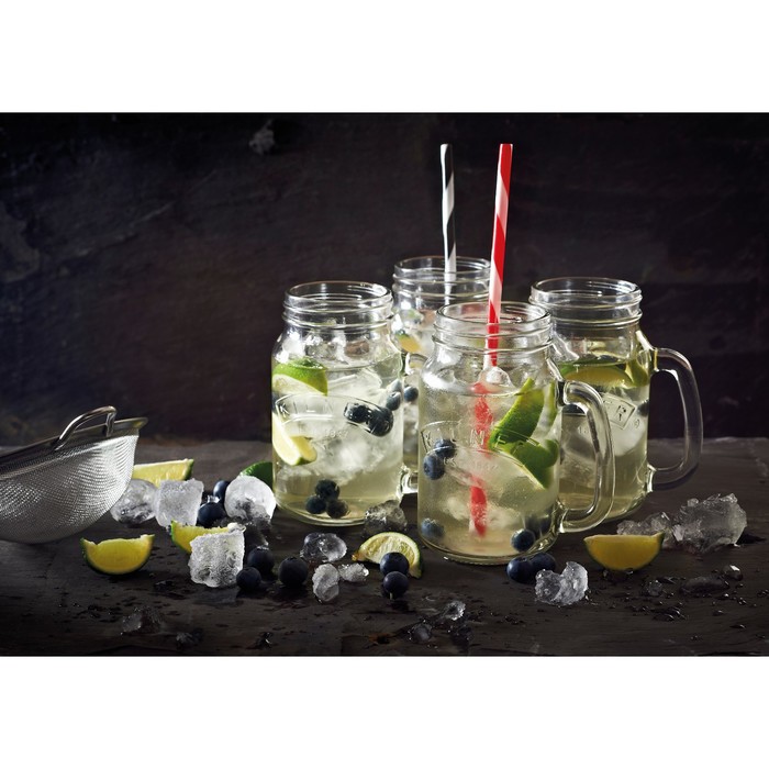 Подарочный набор Kilner из 2 банок с ручками и 4 трубочек