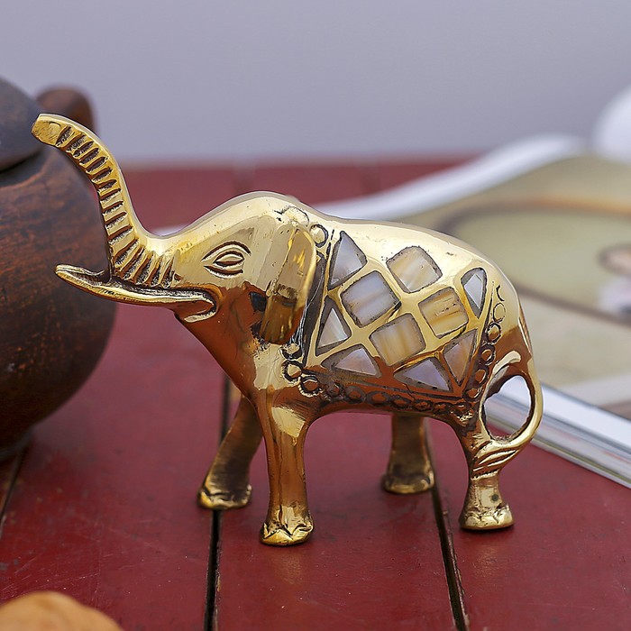 Сувенир латунь "Слоник с белым бочком" 12х7,5х11 см