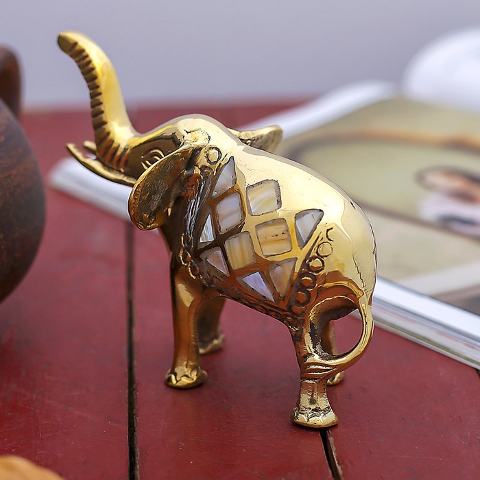Сувенир латунь "Слоник с белым бочком" 12х7,5х11 см