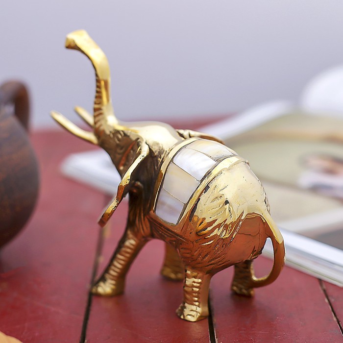 Сувенир латунь "Слоник с разноцветной спинкой" 12,5х7х12 см