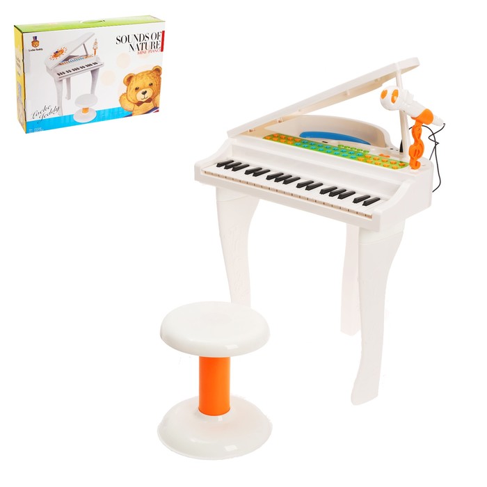 Пианино «Неженка» со стульчиком и микрофоном, звуковые эффекты