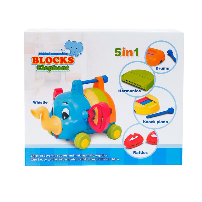 Развивающая игрушка «Слоник» 5 в 1, звуковые эффекты, подвижные элементы