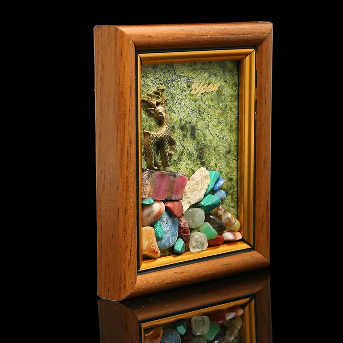 Сувенир в рамке "Серебряное копытце", змеевик, 11х9 см