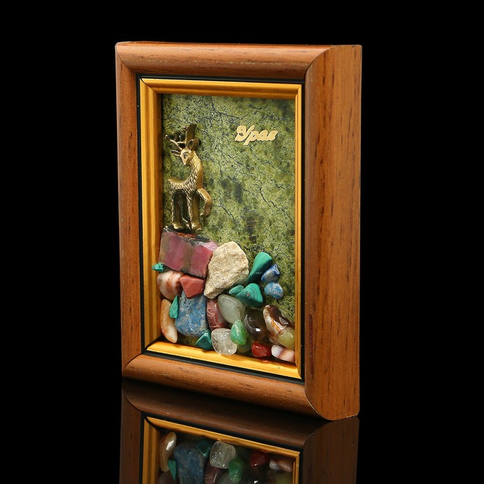 Сувенир в рамке "Серебряное копытце", змеевик, 11х9 см