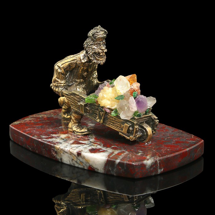 Сувенир "Старатель с тачкой", 13х8х8 см