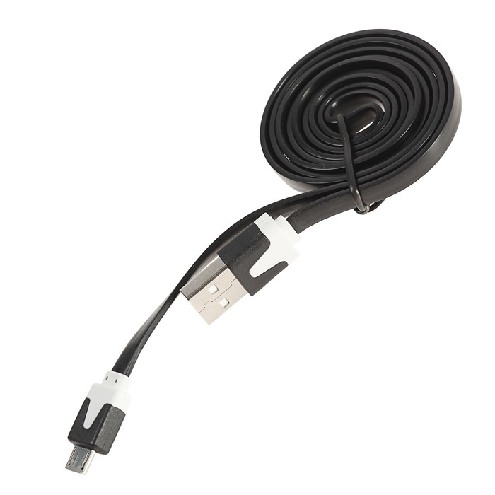 Кабель BLAST BMC-113, USB2.0-microUSB, 1 м, плоский, черный