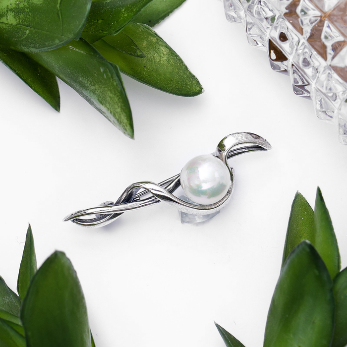 Брошь "Майорка" музыкальная, посеребрение, цвет белый