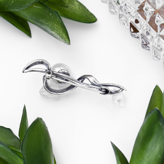 Брошь "Майорка" музыкальная, посеребрение, цвет белый