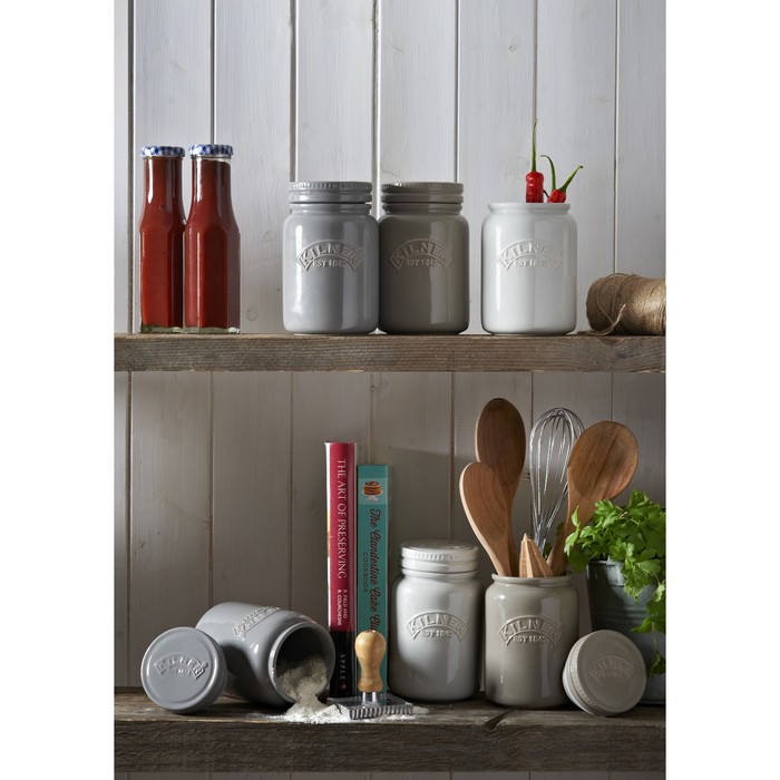 Керамическая банка Kilner, Push Top, керамическая 600 мл, серая