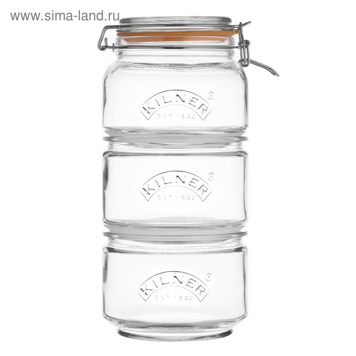 фото Набор из 3 банок kilner clip top, 17.5 × 17.5 × 32 см