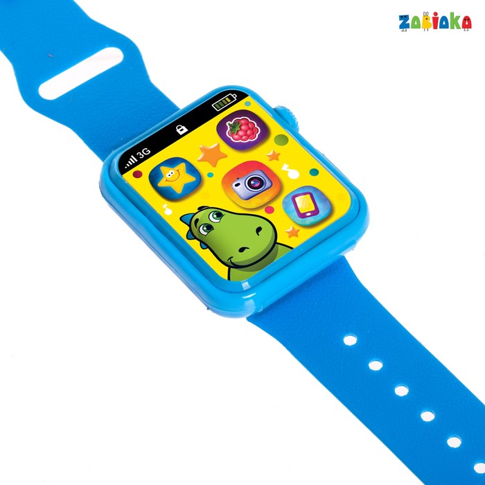 ZABIAKA Часы музыкальные "Весёлый Дино" синий, свет, звук №SL-00910