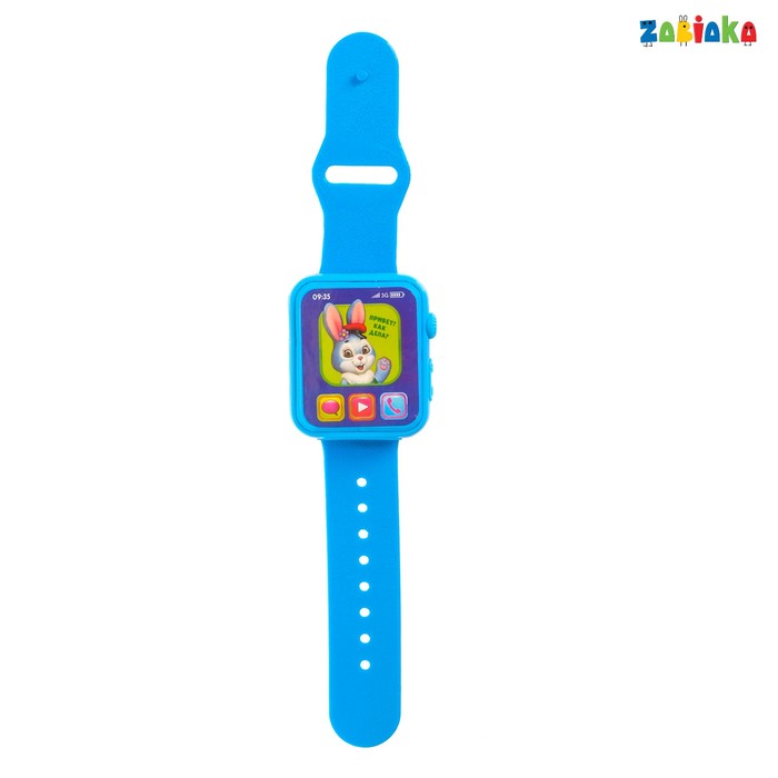 ZABIAKA Часы музыкальные "Мишка" синий, свет, звук №SL-00913