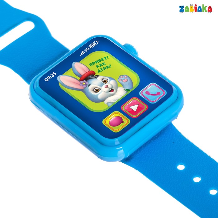 ZABIAKA Часы музыкальные "Мишка" синий, свет, звук №SL-00913