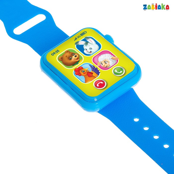 ZABIAKA Часы музыкальные "Весёлые часики" синий, свет, звук №SL-00914