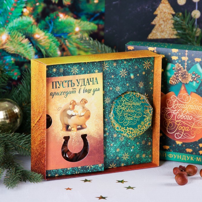 Набор Чай 50г, орехи, мед НГ "Богатого нового года"