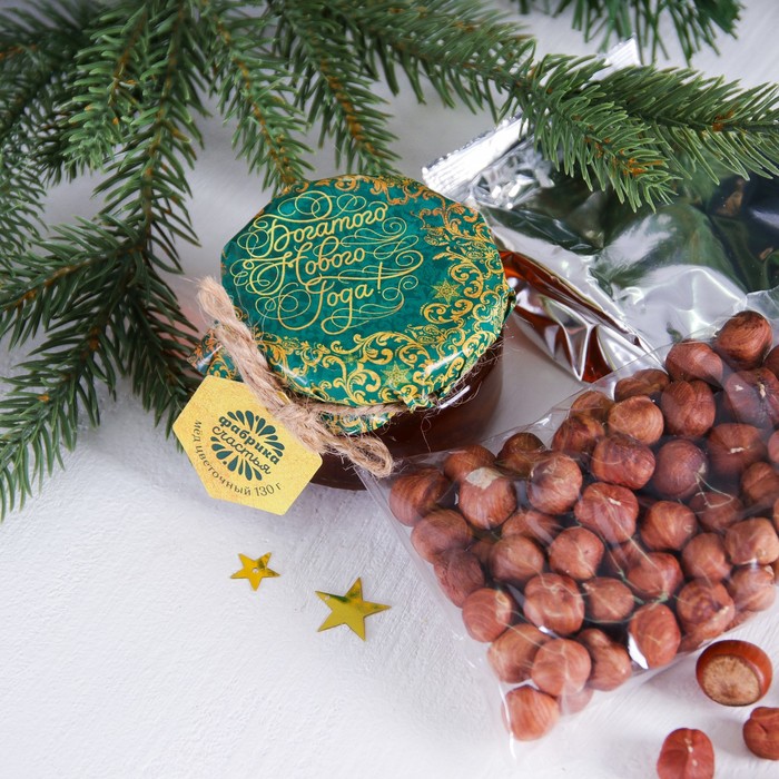 Набор Чай 50г, орехи, мед НГ "Богатого нового года"