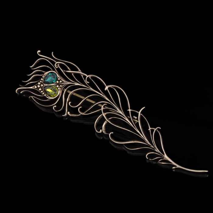 Брошь "Эндель", цвет зелёный в бронзе