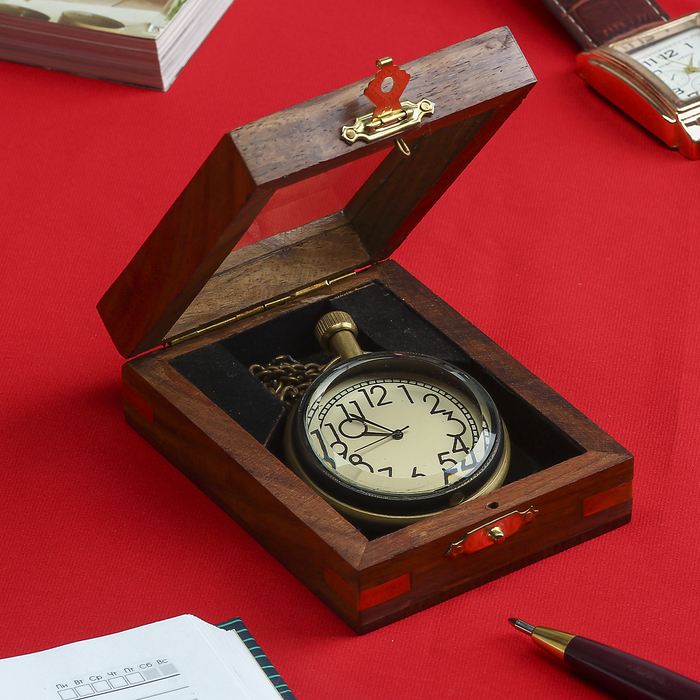 Часы в шкатулке "Честь" 10х7х3 см