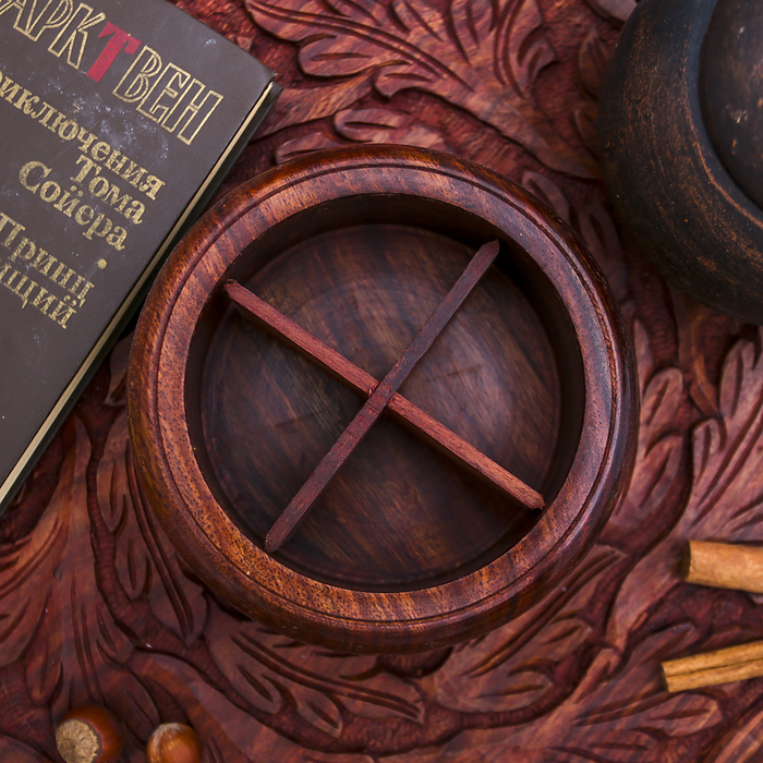Чаша дерево с крышкой "Путь" 14х14х7,5 см