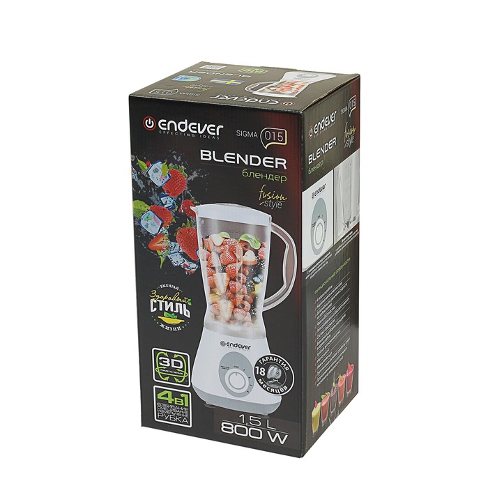Блендер Endever Sigma-015, 800 Вт, 1.5 л, 5 режимов, белый