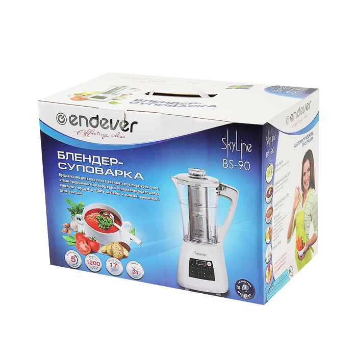 Блендер Endever Skyline BS-90, 1200 Вт, 1.7 л, 5 скоростей, белый