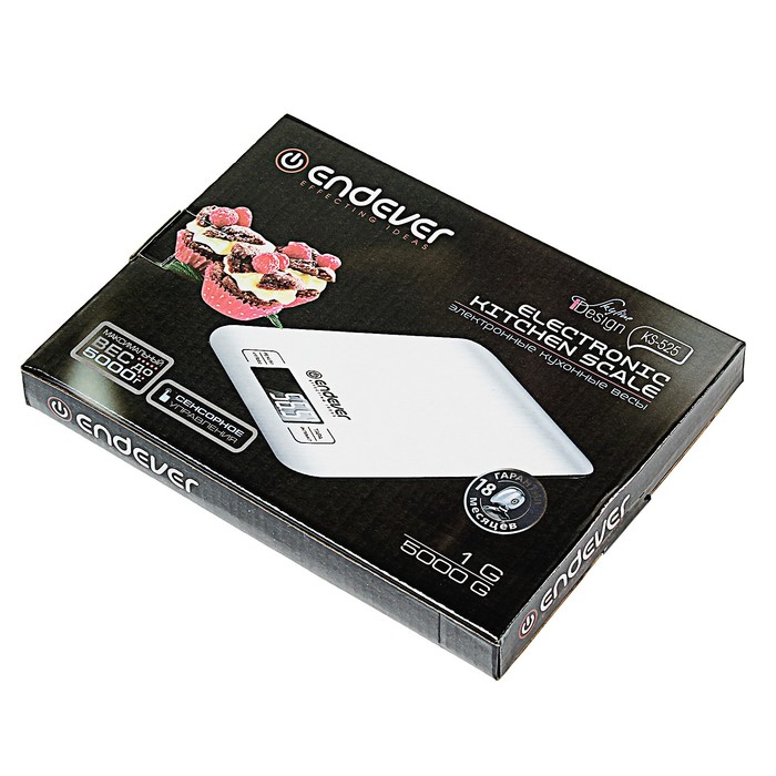 Весы кухонные Endever Skyline KS-525, электронные, до 5 кг, цвет хром