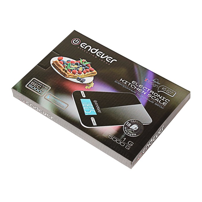 Весы кухонные Endever Skyline KS-527, электронные, до 5 кг, черные