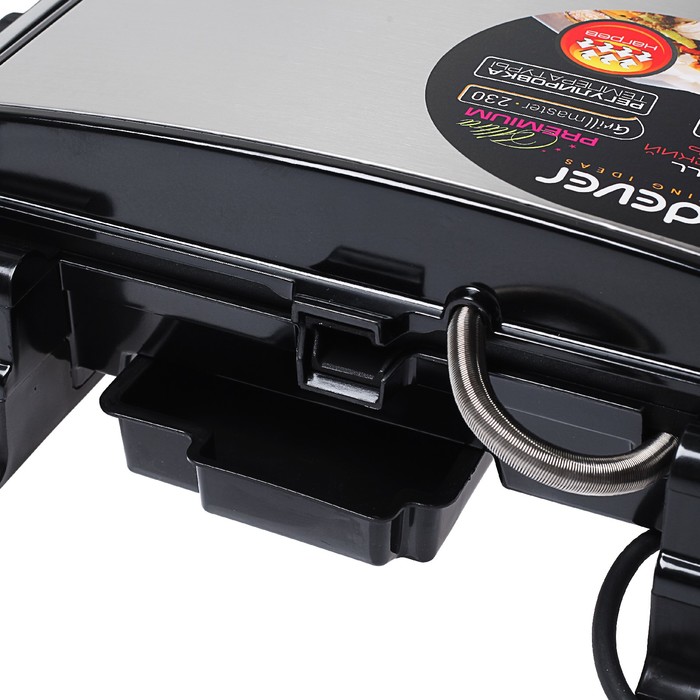 Электрический пресс-гриль Endever Grillmaster 230, 2400 Вт, антипригарное покрытие, серый