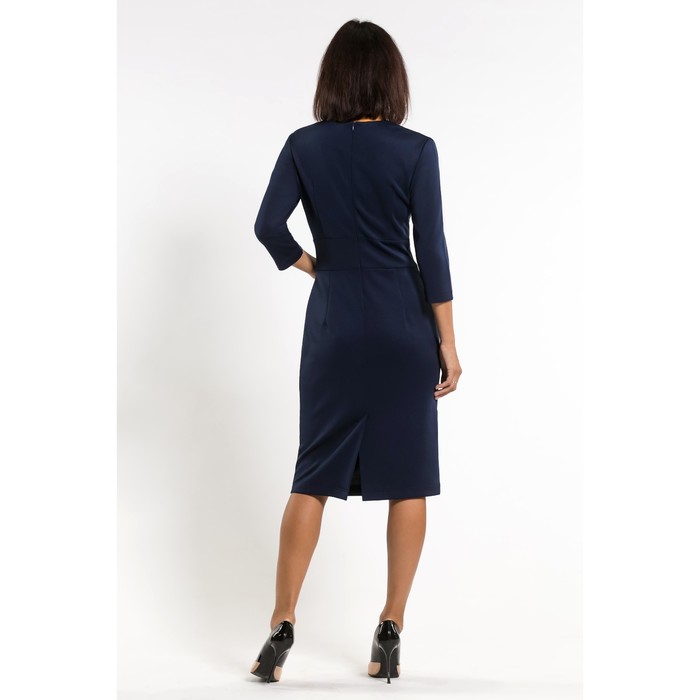 Платье женское футляр с вырезом, размер 52, цвет тёмно-синий