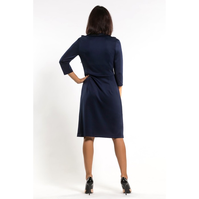 Платье женское с рюшами, размер 44, цвет тёмно-синий