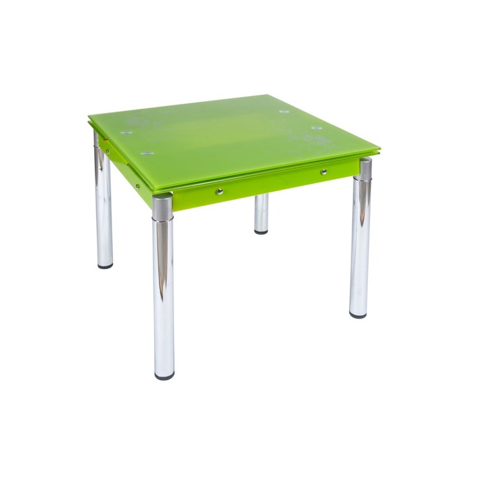 Стол раскладной В179-16, 830(1300) × 830 × 760 мм, калёное стекло 8 мм, хром, цвет зелёный
