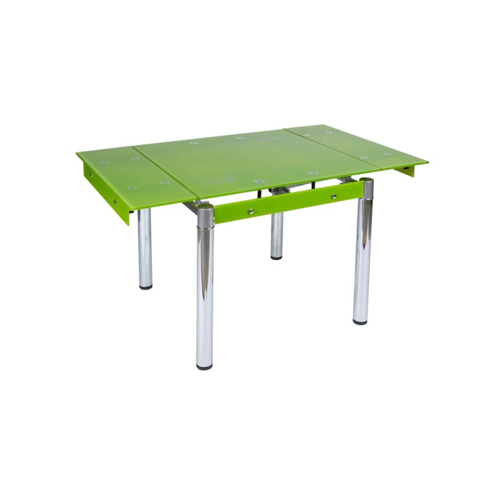 Стол раскладной В179-16, 830(1300) × 830 × 760 мм, калёное стекло 8 мм, хром, цвет зелёный