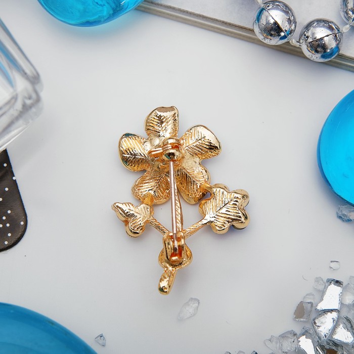 Брошь "Цветы" незабудки, цвет синий в золоте