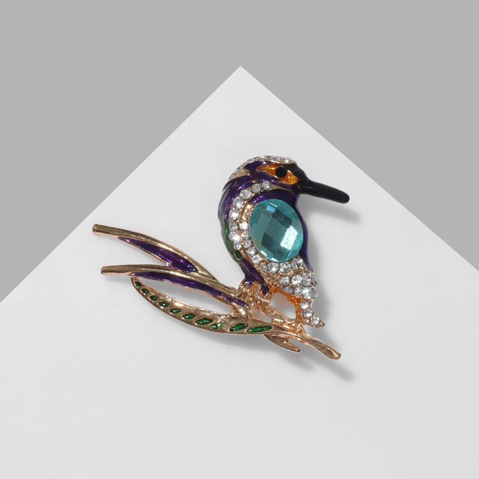 Брошь "Птица" Лори, цветная в золоте