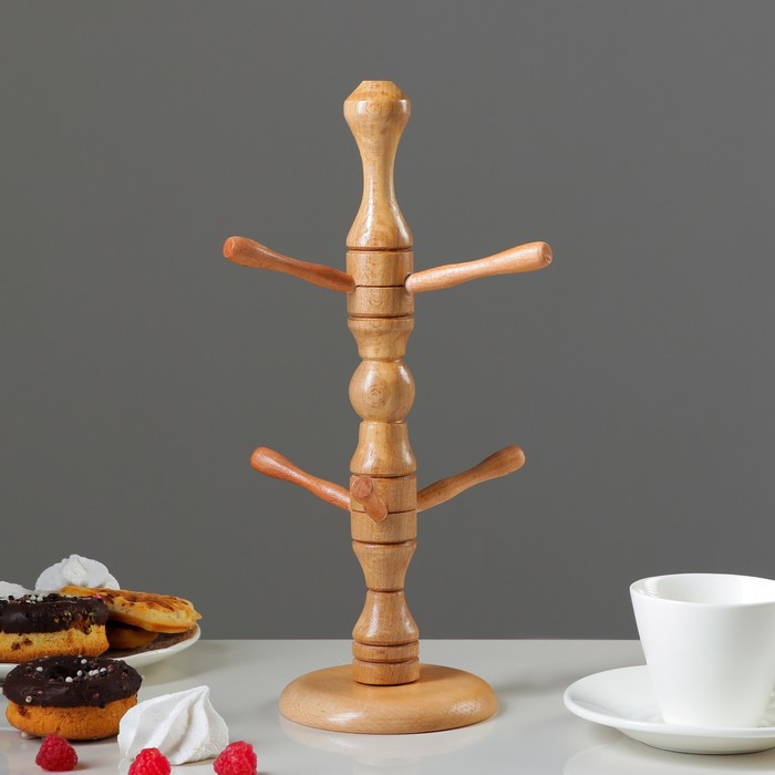 Подставка деревянная для 6-ти кружек, дуб