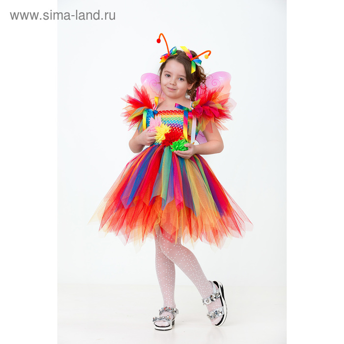 Карнавальный костюм «Бабочка радужная», сделай сам, корсет, ленты, брошки, аксессуары фотографии