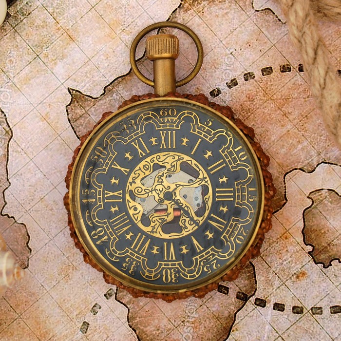 Часы латунь "Королевство" 5,5х5,5х8 см