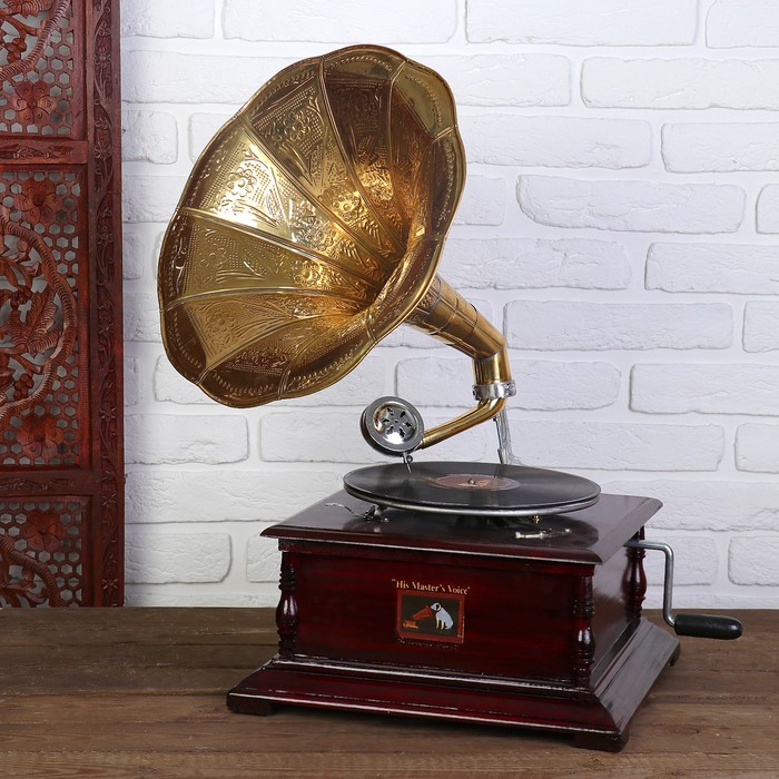 Граммофон труба латунь "Королевский" 38х38х60 см