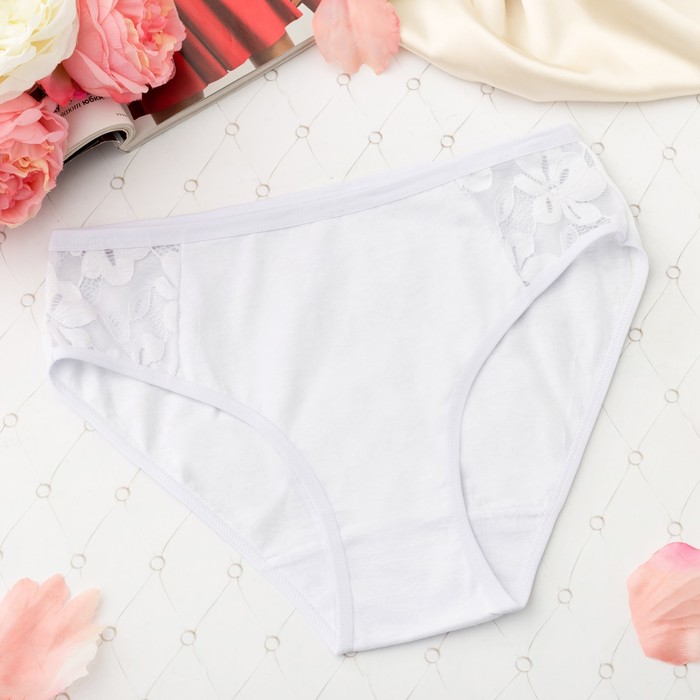 Трусы женские слипы Collorista (кружево по бокам), размер 50-52, цвет белый