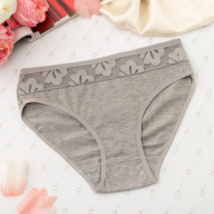 Трусы женские слипы Collorista (кружевная полоска), размер 48-50, цвет серый