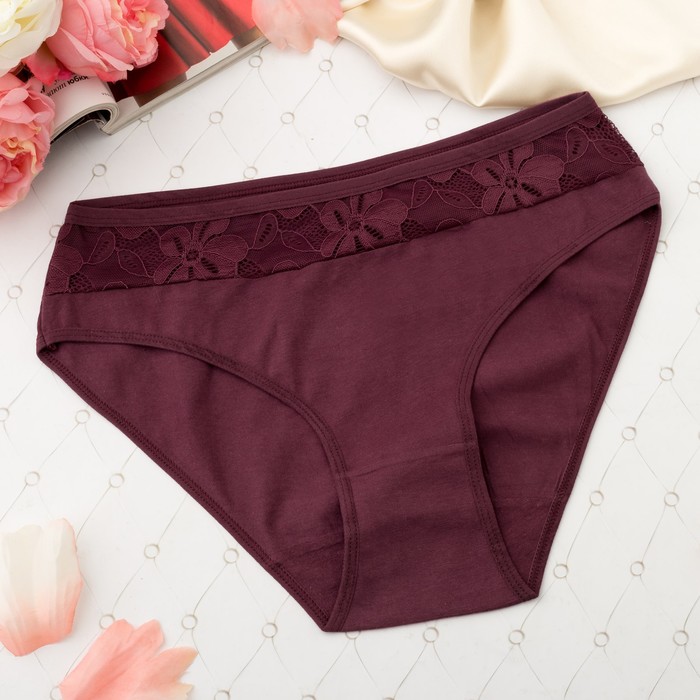 Трусы женские слипы Collorista (кружевная полоска), размер 46-48, цвет бордо