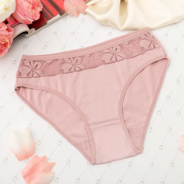 Трусы женские слипы Collorista (кружевная полоска), размер 50-52, цвет пудровый